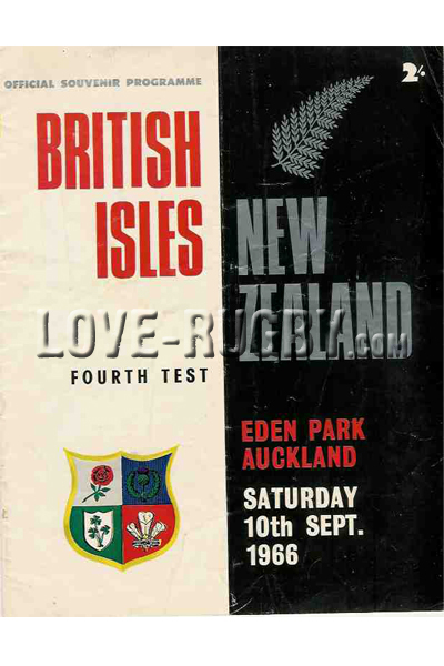 1966 New Zealand v British Isles  Rugby Programme